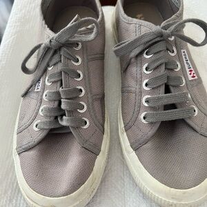 Superga Gray Canvas Sneakers Classic Low-Top
